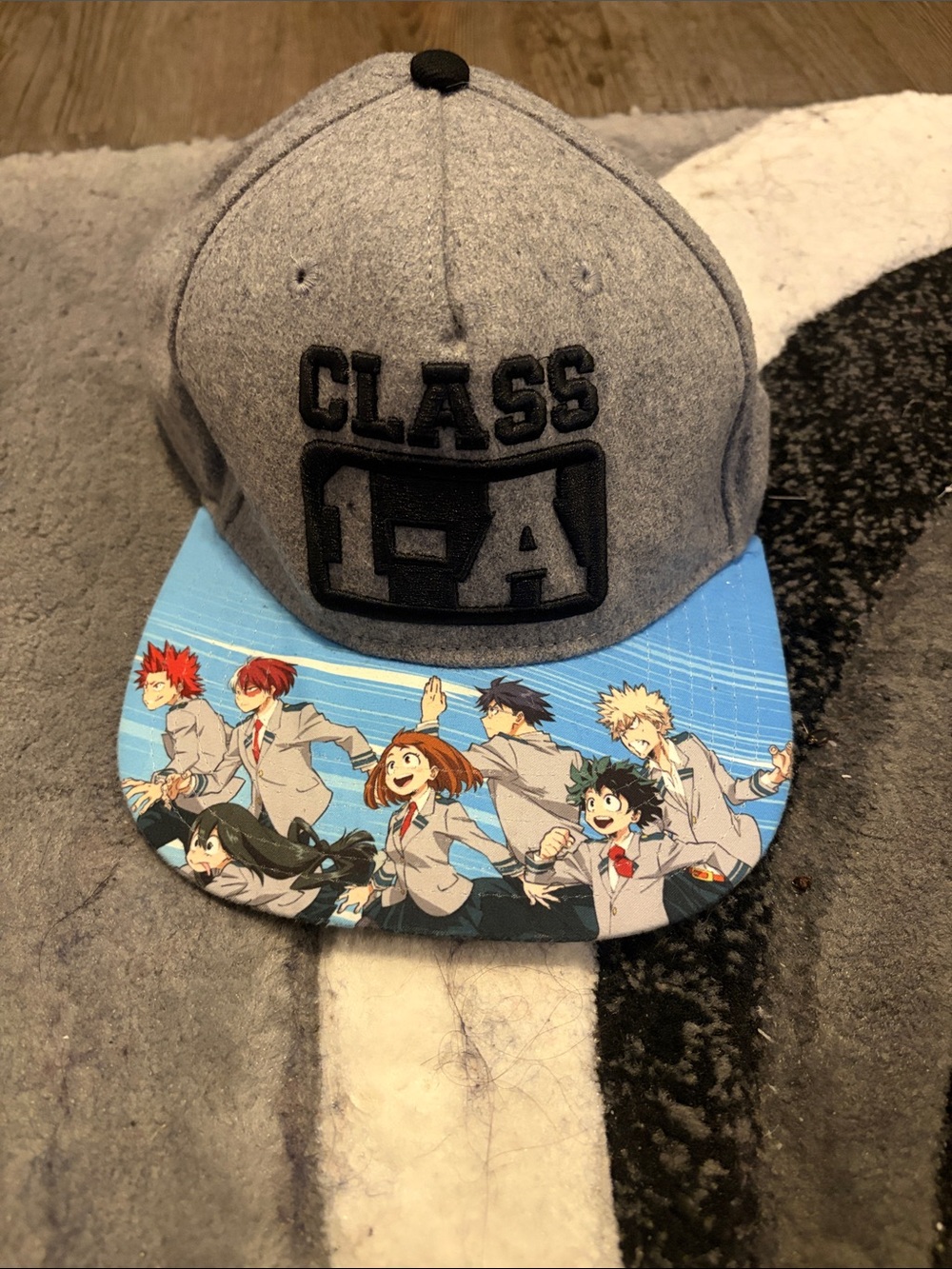 CLASS 1-A Grey & Blue Anime Print Snapback Hat